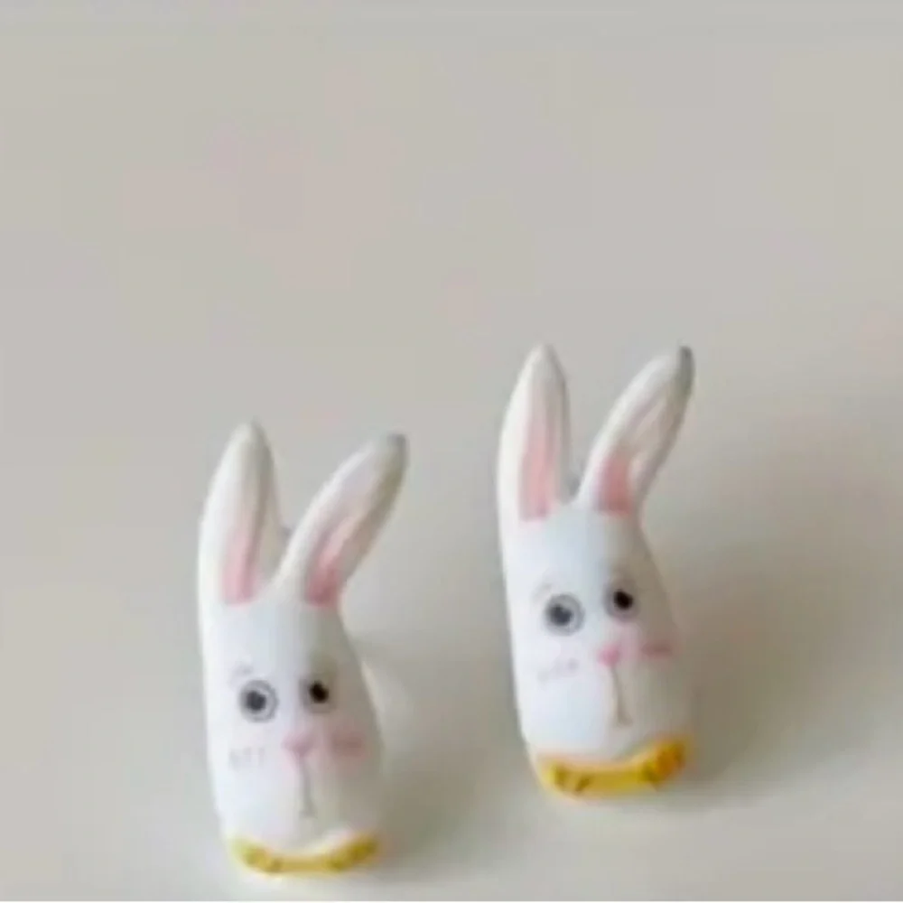 Funny Bunny Cartoon Caricature Rabbit Hare Easter Spring Whimsical Eclectic Stud